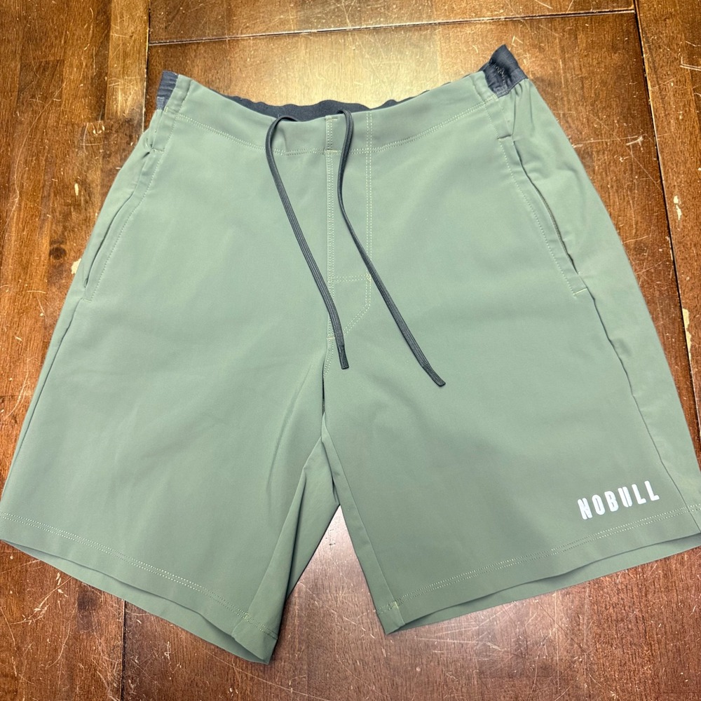 NOBULL High Impact Training Shorts Mens Medium Sage Green Drawstring Workout